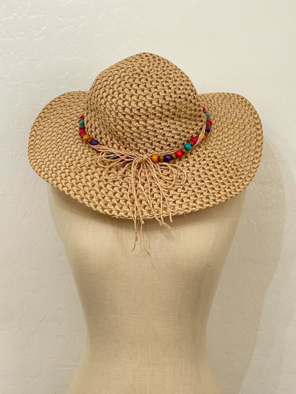 Beach Sun Hat Wide Brim Tan Multi Color Beads Target